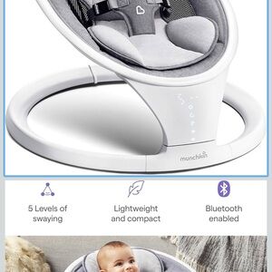 Munchkin Baby Swing with Bluetooth in White and Gray